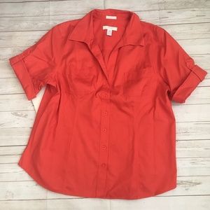 chicos womens 3 (xl 16) non-iron blouse bright ora